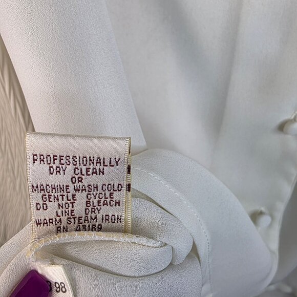 80s Susan Bristol Size 16 Pleated Collar Blouse Long Puff Sleeves Flowy Romantic - Picture 8 of 12